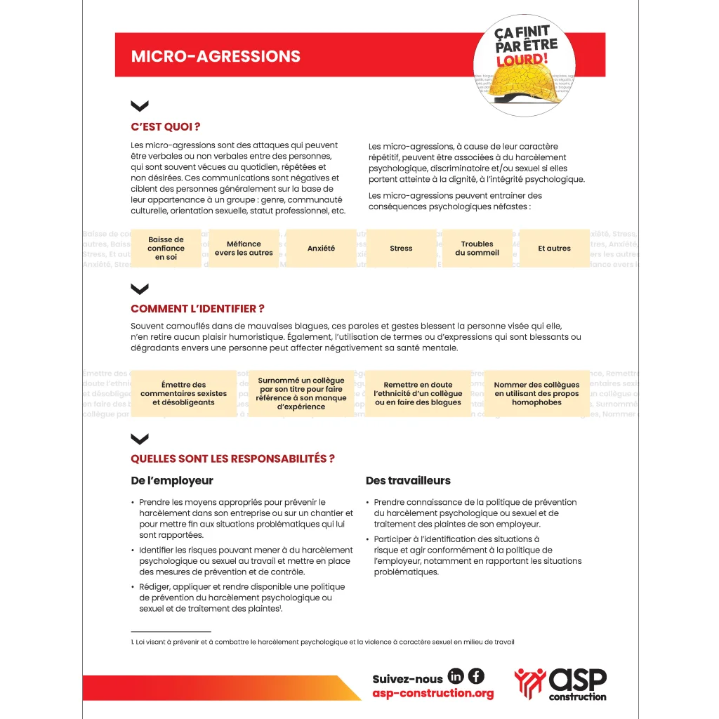 Fiche Risques psychosociaux - Micro-agressions