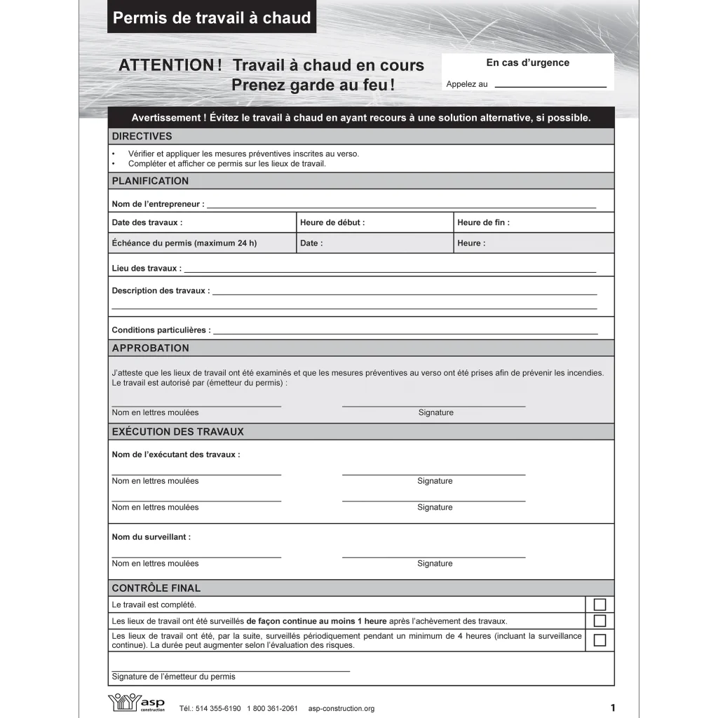 Permis de travail à chaud